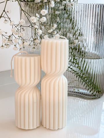 Twirl Pillar Sculptured Candle Set