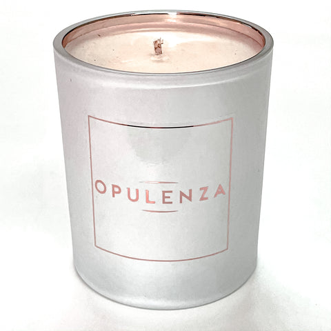 Large White and Rose Gold Soy Wax Candle